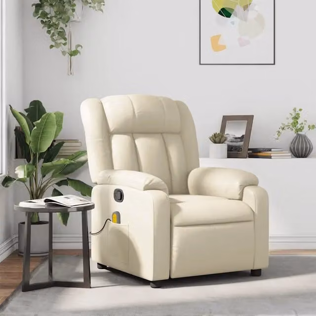 Poltrona da Massaggiante Reclinabile Crema Similpelle 373568