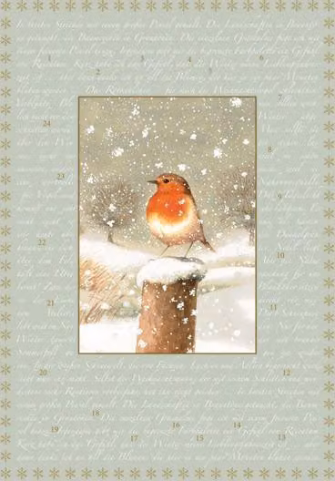 Calendario dell'Avvento da parete in formato A4 - Il pettirosso di Marjolein
