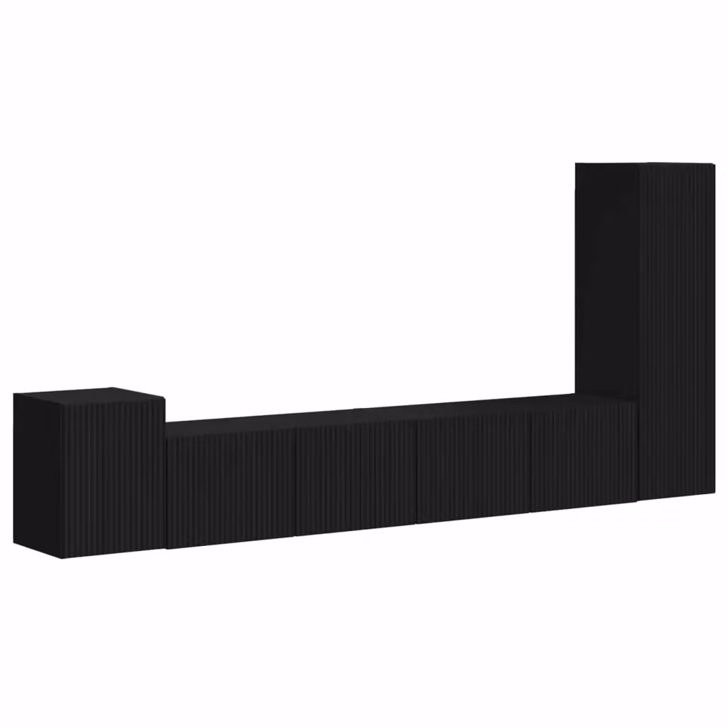 Set di 3 mobili TV moderni vidaXL in legno MDF nero per soggiorno – 2