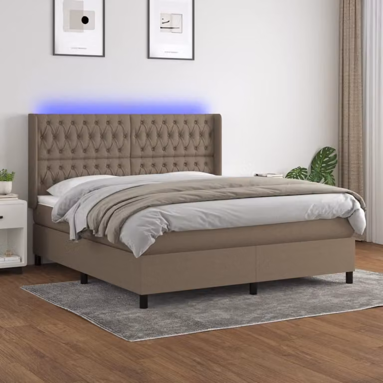 Maison Exclusive - Letto a Molle con Materasso e LED Tortora 180x200 cm in Tessuto