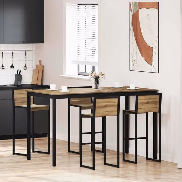 Tavolo da pranzo rettangolare moderno vidaXL in legno ingegnerizzato e metallo, nero e marrone, L: 180 cm, P: 90 cm, H: 76 cm