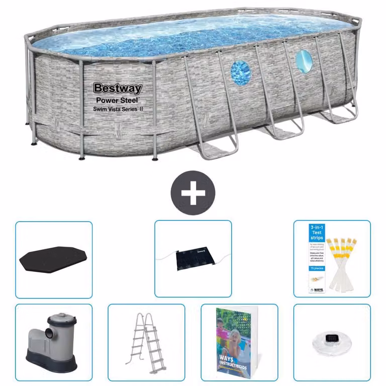 Bestway Power Steel, piscina ovale - 549x274x122 cm - composta da 6 parti, modello S598