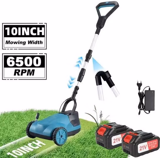Grassatore elettrico senza fili - Senza spazzola - Ripiegabile - 3 Altezze di taglio regolabili - Manico supplementare