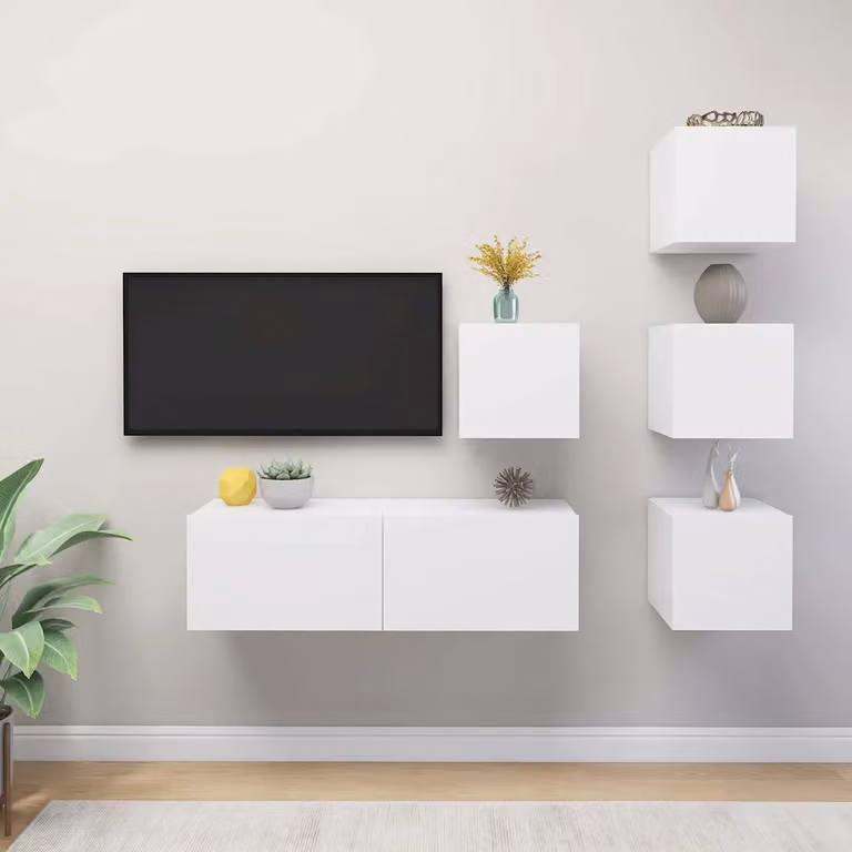 Set Mobili Porta TV Moderno vidaXL in Legno Multistrato e MDF Bianco