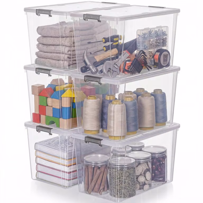 Set di 6 contenitori per la classificazione, capacità di 6,5 litri ciascuno, realizzati in plastica