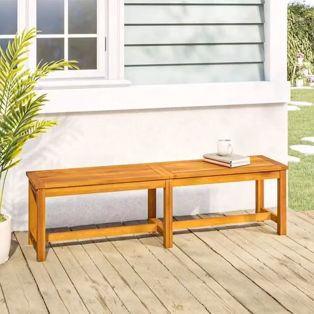 Panca da giardino in legno di acacia oliato marrone vidaXL L: 150 cm, P: 35 cm, H: 45 cm