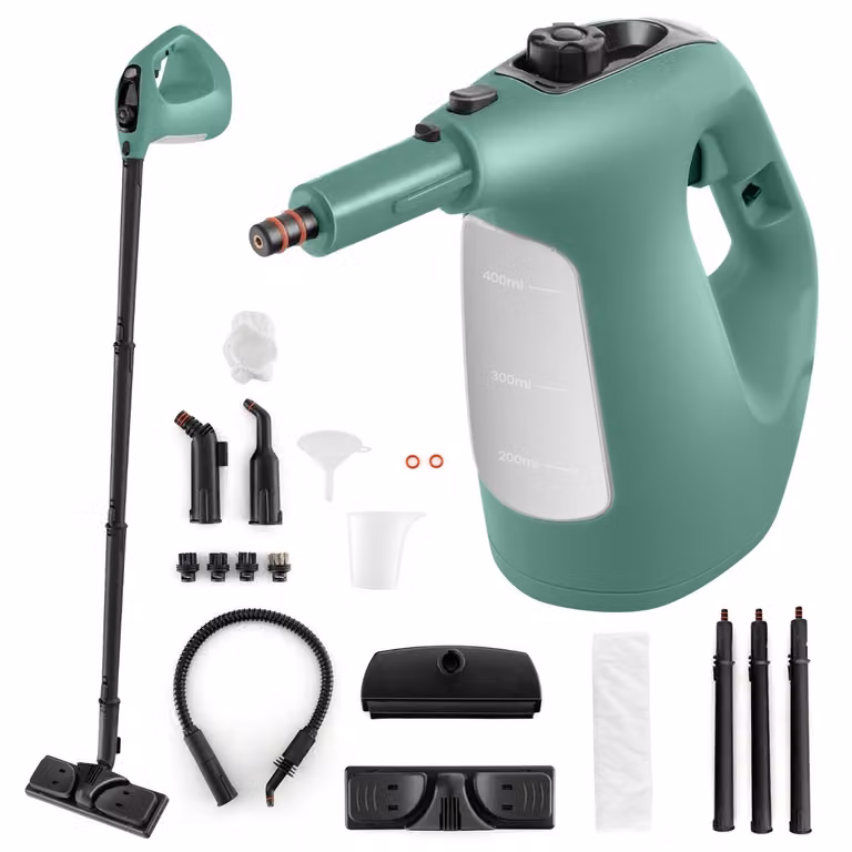 Costway Pulitore a vapore portatile 1500W con vapore continuo e serbatoio da 400ml, Verde