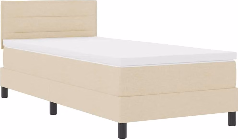 Letto boxspring con cuscini e testiera VidaXL, color crema, 100 x 200 cm, tessuto