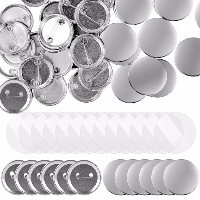 Accessori per macchine da pressa per bottoni (kit da 200 pezzi) - Componenti per bottoni - 32 mm - Metallo - Lisci (senza decorazioni) - Facili da usare