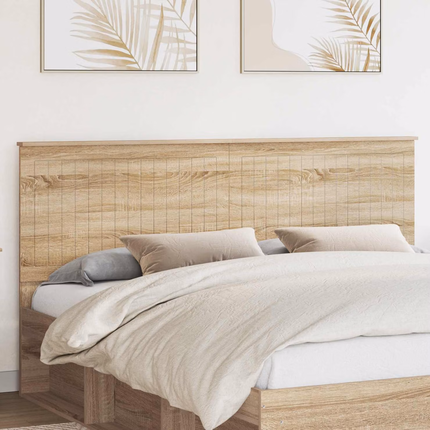 Testiera per letto moderna vidaXL in legno ingegnerizzato color rovere Sonoma, L: 183 cm, H: 70 cm, P: 17 cm