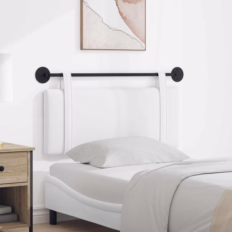Testiera da letto sospesa vidaXL in tessuto bianco con struttura in legno moderno