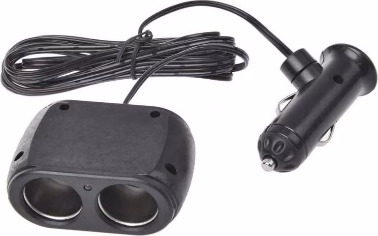 Presa doppia per auto con cavo da 2 m 12/24 V