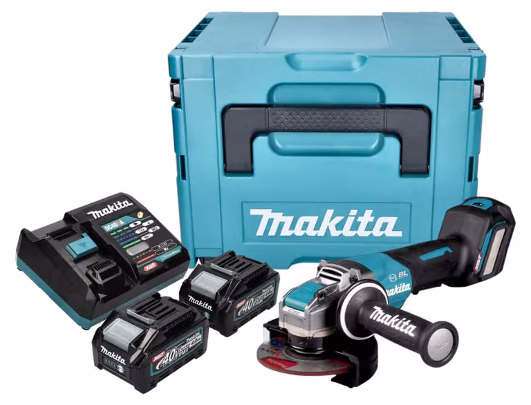 Makita GA 044 GM201 Smerigliatrice angolare a batteria 40 V max. 125 mm X-LOCK Brushless + 2x batteria 4,0 Ah + caricabatterie + Makpac