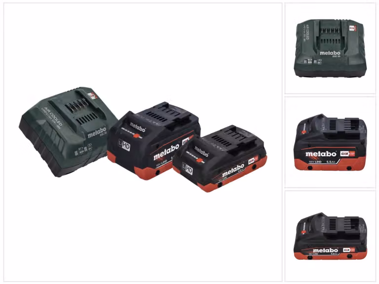 Metabo Akku Basis-Set 18 V LiHD 1 x 4.0 Ah + 1 x 5.5 Ah mit Akku Ladegerät