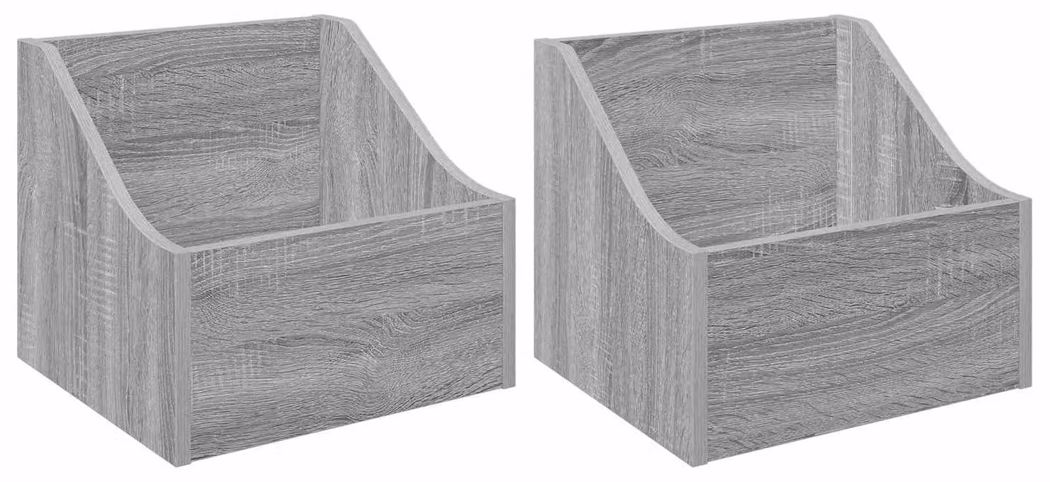 Scatola per dischi in vinile, 2 pezzi, colore grigio Sonoma, dimensioni 37 x 33 x 32 cm, realizzata in materiale composito di legno