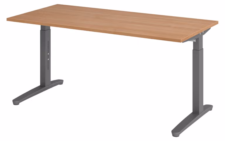 Scrivania bümö serie XB - Dimensioni: 160 x 80 cm, struttura: grafite, decorazione: noce