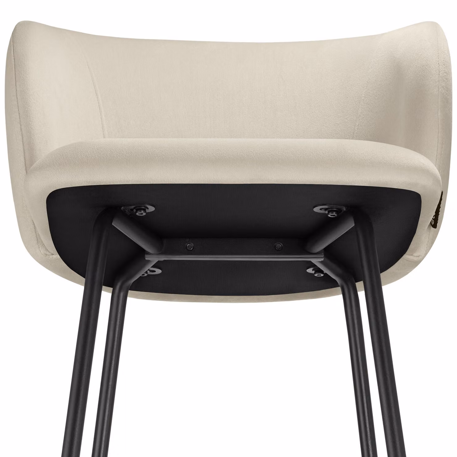 Set di 6 sgabelli moderni Luana TecTake con schienale in effetto velluto, colore beige e nero – 1