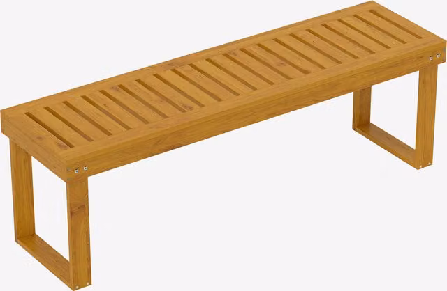 Panchina da giardino Outsunny in legno di pino per 2 persone, colore marrone, L: 132 cm, P: 34 cm, H: 43 cm