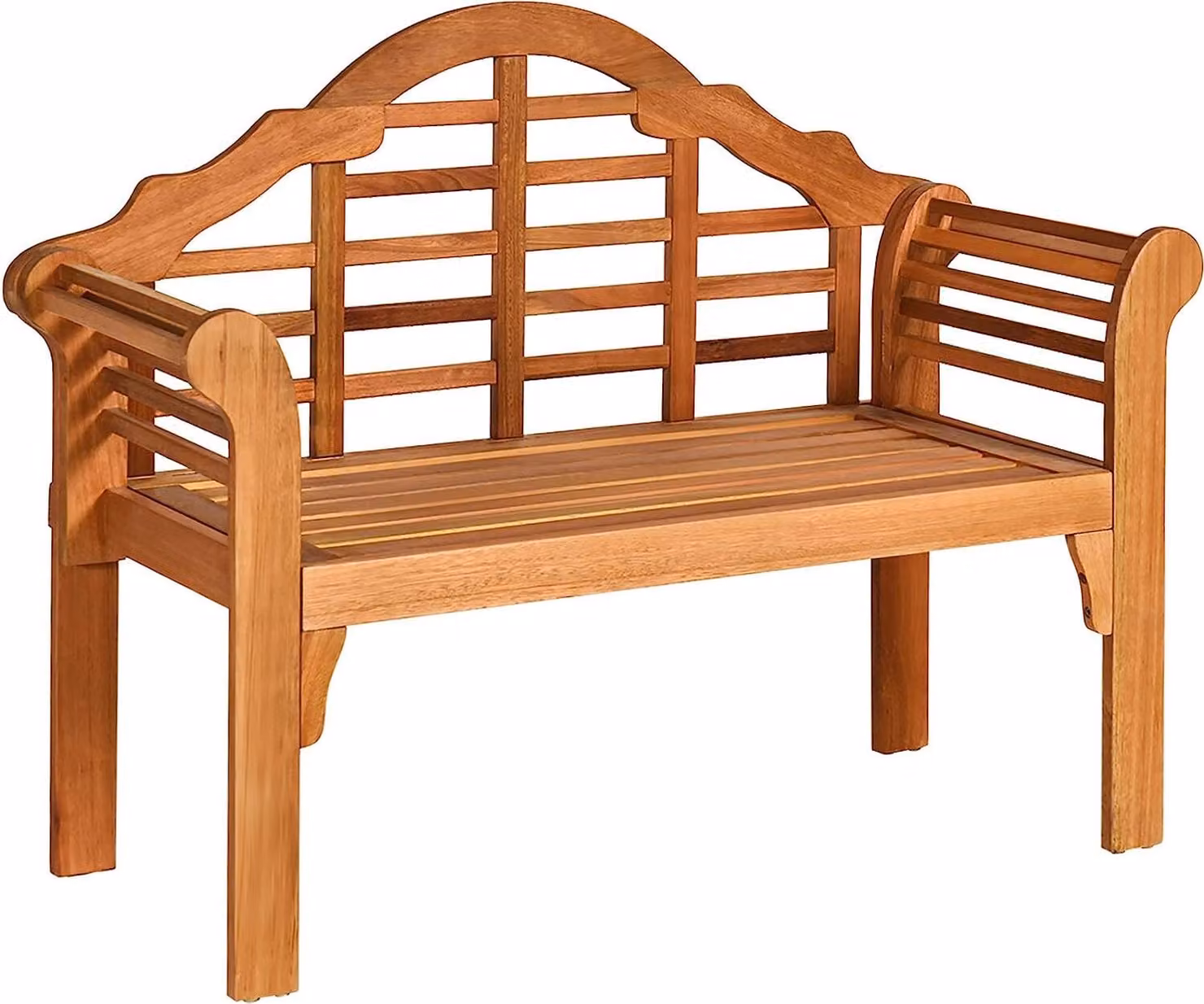 Panchina da giardino pieghevole per 2 persone, in legno con schienale inclinato e braccioli ergonomici, con una portata massima di 320 kg