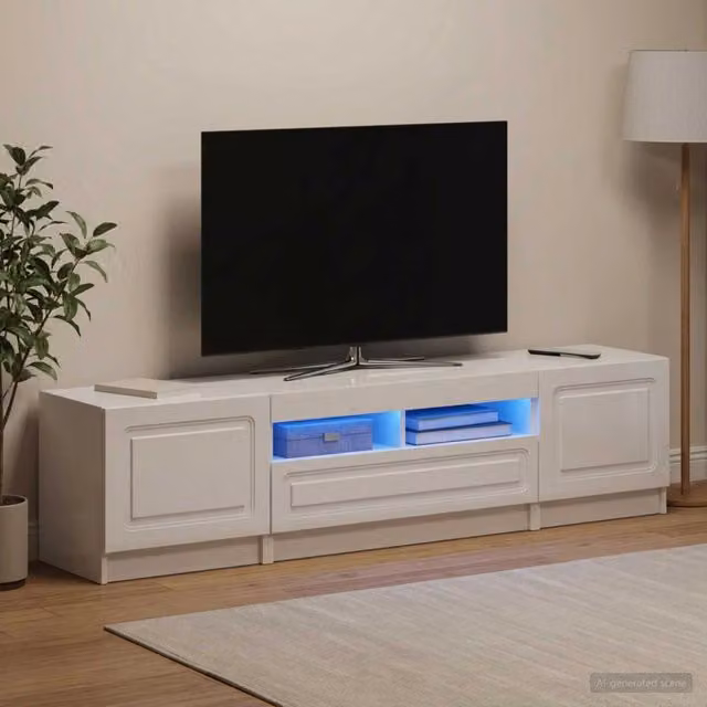 Mobile TV LED UTRECHT 3 pz Bianco Lucido Legno ingegnerizzato 3417006
