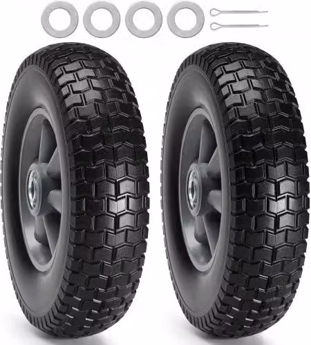 Confezione da 2 Ruote VEVOR con Pneumatico Run-Flat in PU Solido Nero, Diametro: 25,4 cm, Carico Statico 100 kg e Carico Dinamico 80 kg per Carrello a Mano e Multiuso