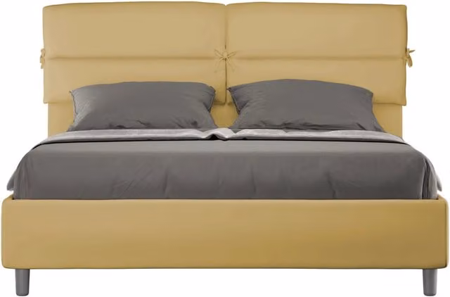 Letto Matrimoniale Moderno GIORDANOSHOP con Contenitore a Alzata in Tessuto Microfibra Beige e Arancione L: 170 cm, P: 200 cm, H: 110 cm