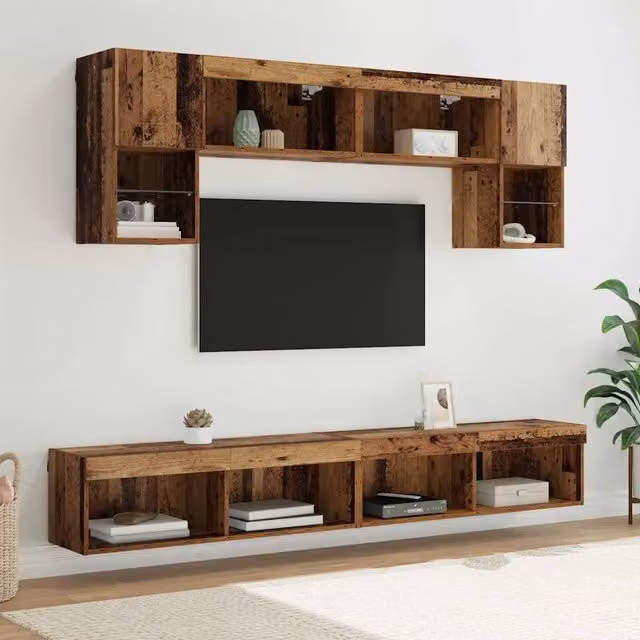 Mobile Porta TV con LED 6 pz-Credenza per TV Legno vecchio 122556