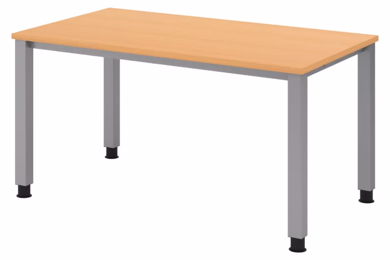 Scrivania bümö Serie Q - Struttura: argento, finitura: faggio, dimensioni: 140 x 80 cm