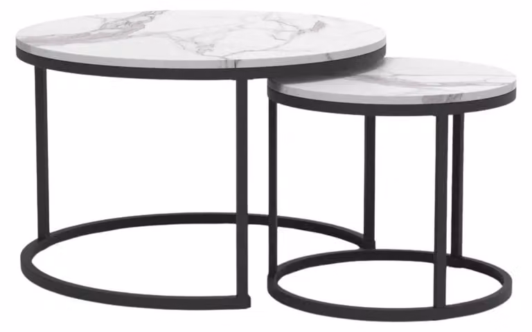 Calicosy - Set di 2 tavolini da salotto rotondi sovrapposti - L70 cm