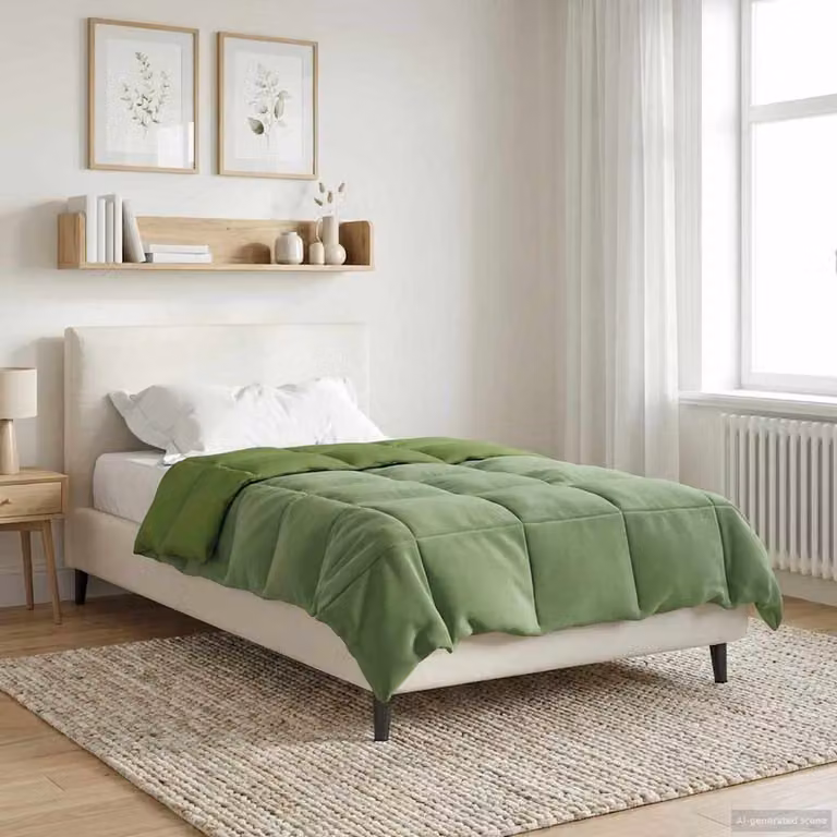 vidaXL Piumone Invernale per Adulti in Microfibra Verde L 135 x P 220 cm