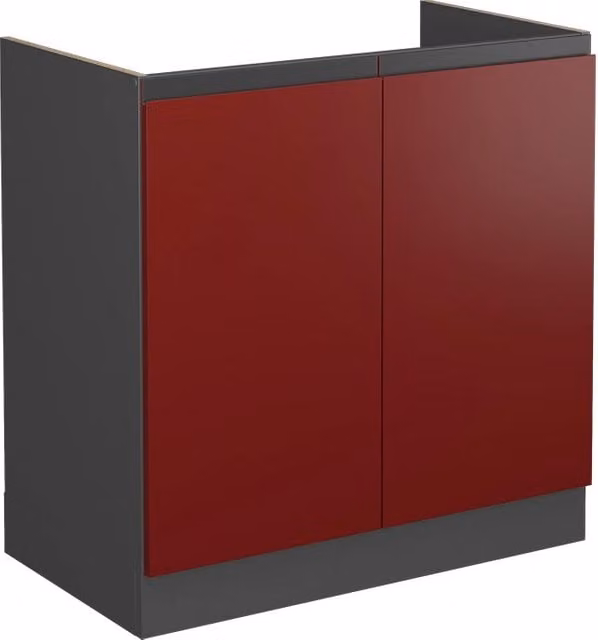 Mobile lavello cucina Vicco R-Line Rosso e Antracite con ante a battente, senza piano di lavoro, L: 80 cm – 1