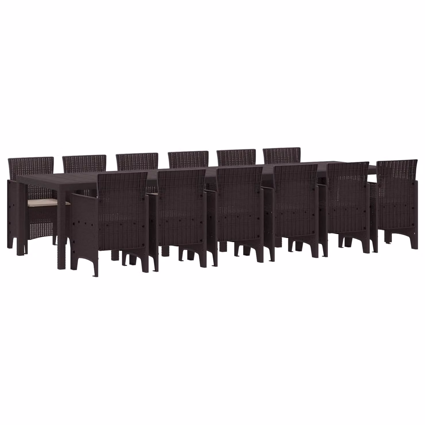 vidaXL Set da Pranzo per Giardino 13 pz Marrone Rattan Polt