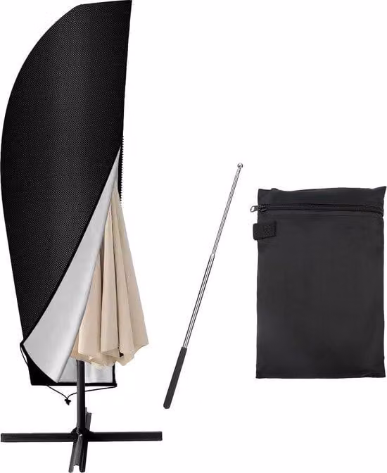 Copriombrellone con asta, versatile per ombrelloni da 2-4 m, resistente alle intemperie, ai raggi UV e alla neve, in tessuto Oxford (205 x 25/57/48 cm)