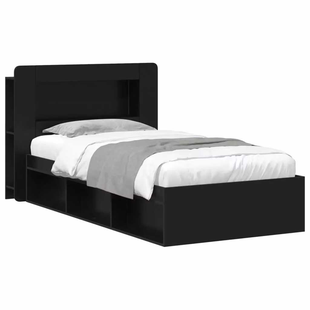 Letto con contenitore e testiera vidaXL in legno nero L: 190 cm, P: 143,5 cm, H: 93,5 cm – 2