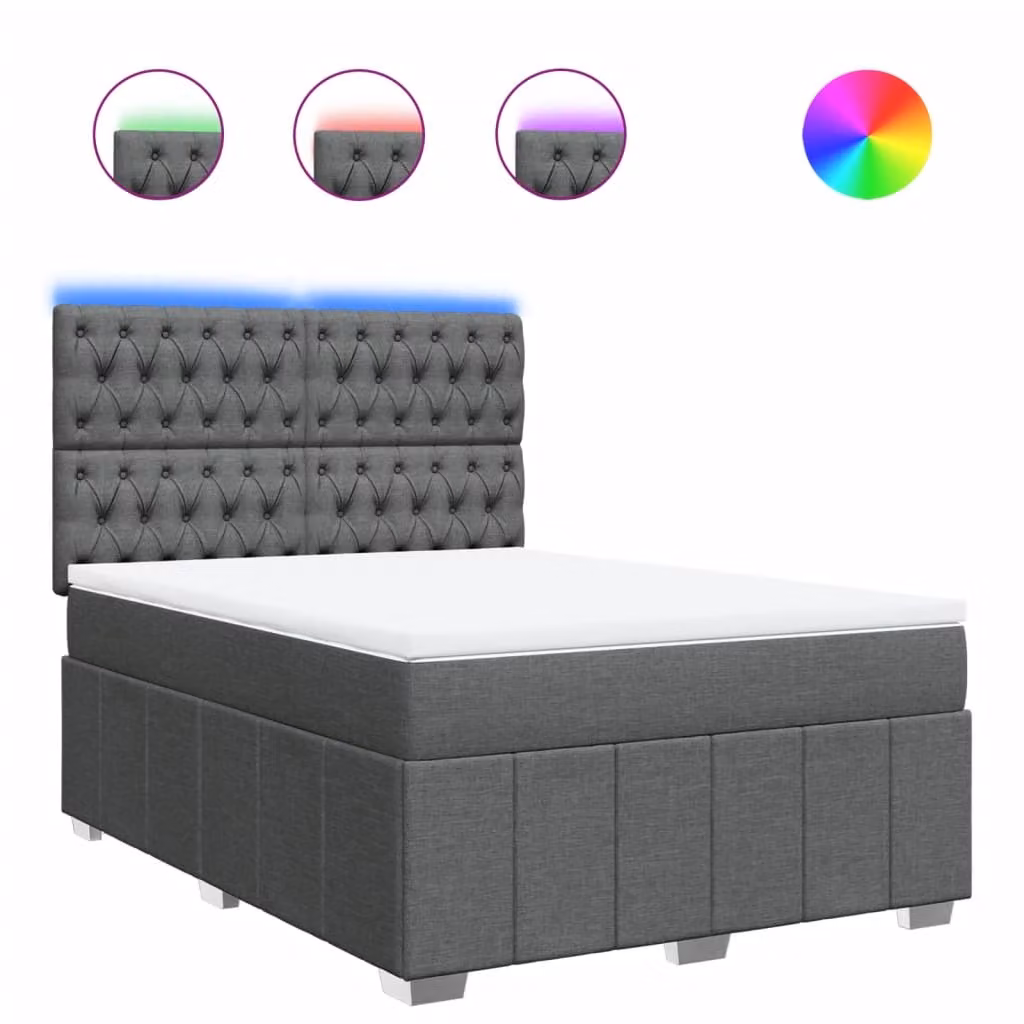 Giroletto a Molle con Materasso Grigio Scuro 140x190 cm Tessuto