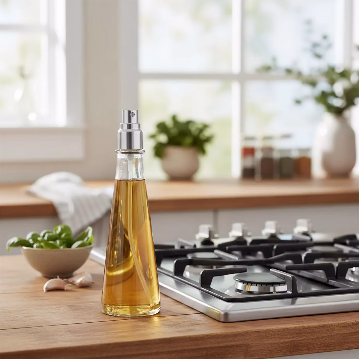 Dosatore olio in vetro con vaporizzatore trasparente Gusto Casa, 160 ml – 2