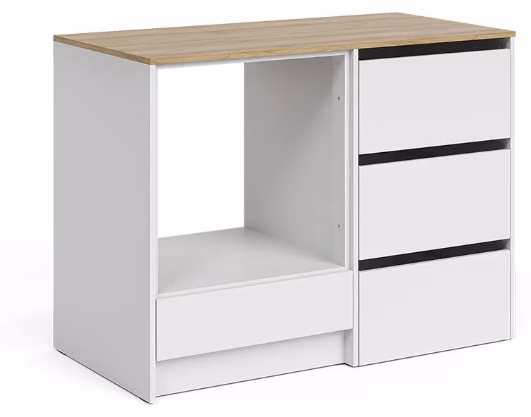 Mobile per forno Vicco Viktor Bianco/Rovere artigianale 116.8 cm con 4 pratici cassetti, Model 62866