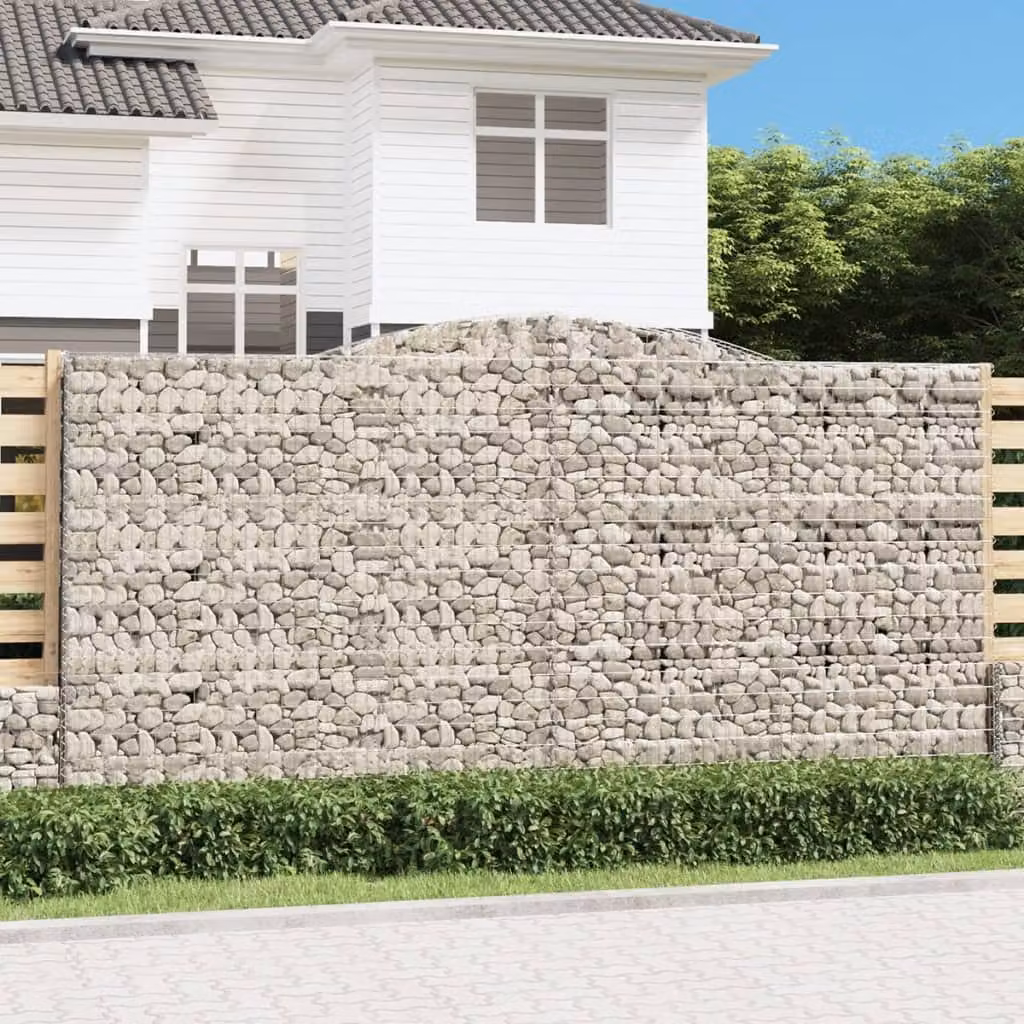 Set di 8 cesti gabbioni ad arco vidaXL in acciaio zincato grigio, L: 400 cm, P: 50 cm, H: 200-220 cm