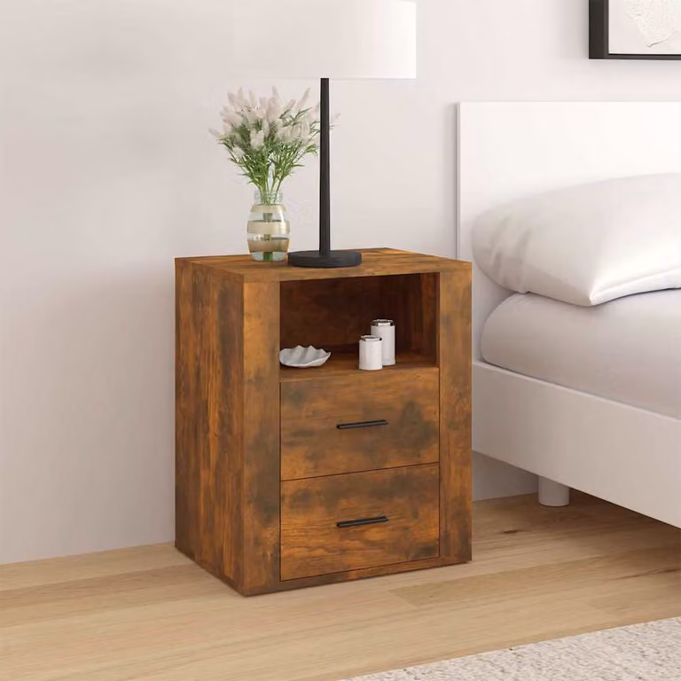 Comodino sospeso vidaXL in legno Rovere Fumo, L: 50 cm, P: 36 cm, H: 60 cm