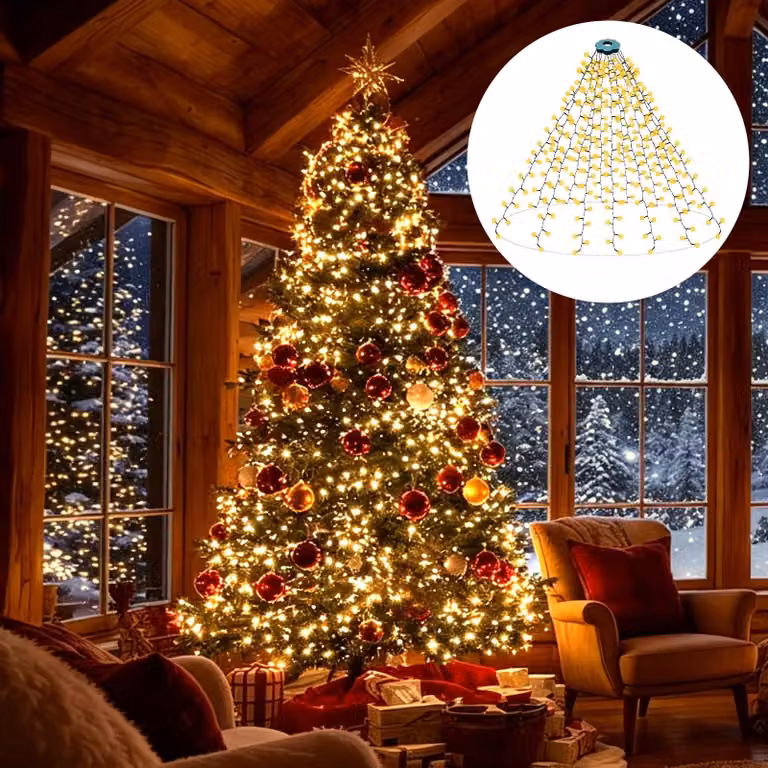 Luci per albero di Natale con catena luminosa a forma di anello, 400 LED