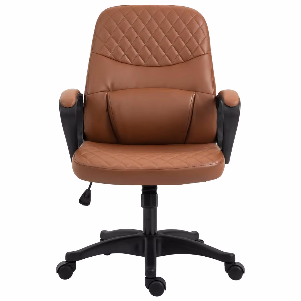 Poltrona da Ufficio Massaggiante Reclinabile Minimal in Similpelle Marrone con Porta USB e Altezza Regolabile L: 59 cm, P: 63 cm, H: 92-101 cm – 2
