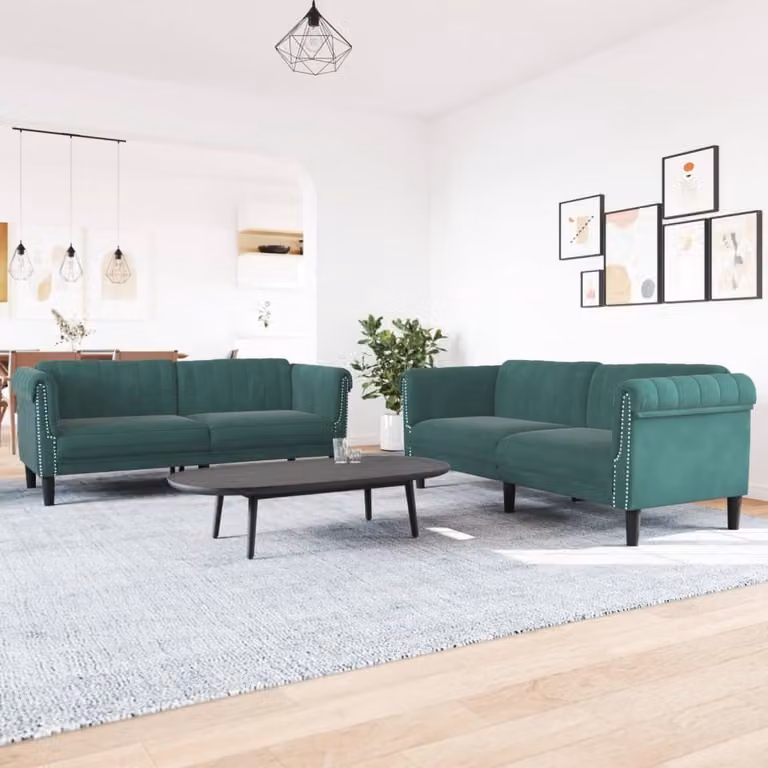 Maison Exclusive - Set divano a 2 posti in velluto verde scuro