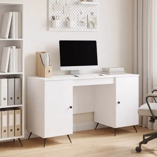 Scrivania Bianco Lucido 142,5 x 50 x 75 cm Legno ingegnerizzato 3414634