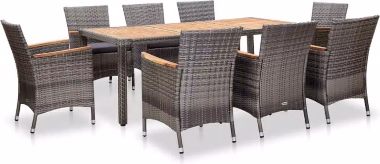 Set di sedute da giardino Tidyard 9 pezzi, set di mobili da giardino in polyrattan, set da pranzo per 8 persone, tavolo da giardino con sedie, gruppo da giardino, set di sedute,