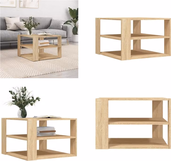 vidaXL Tavolino in rovere Sonoma 59,5x59,5x40 cm Materiale a base di legno - Tavolino - Tavoli da caffè - Tavolino - Tavolo da divano