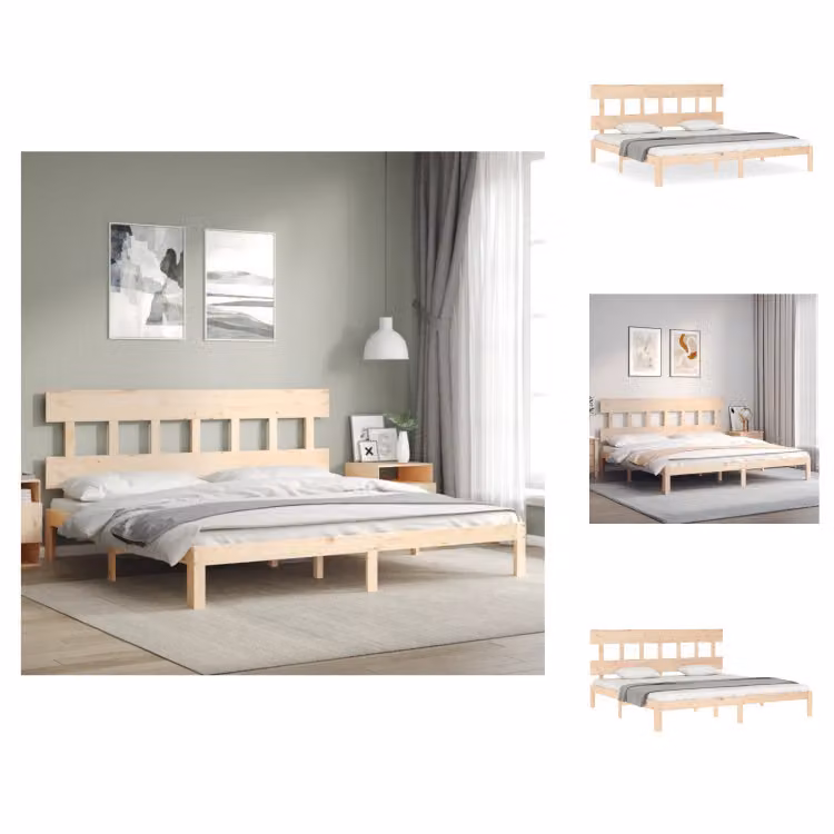 vidaXL Letto in legno massiccio con testiera 200x200 cm - Letti e strutture letto
