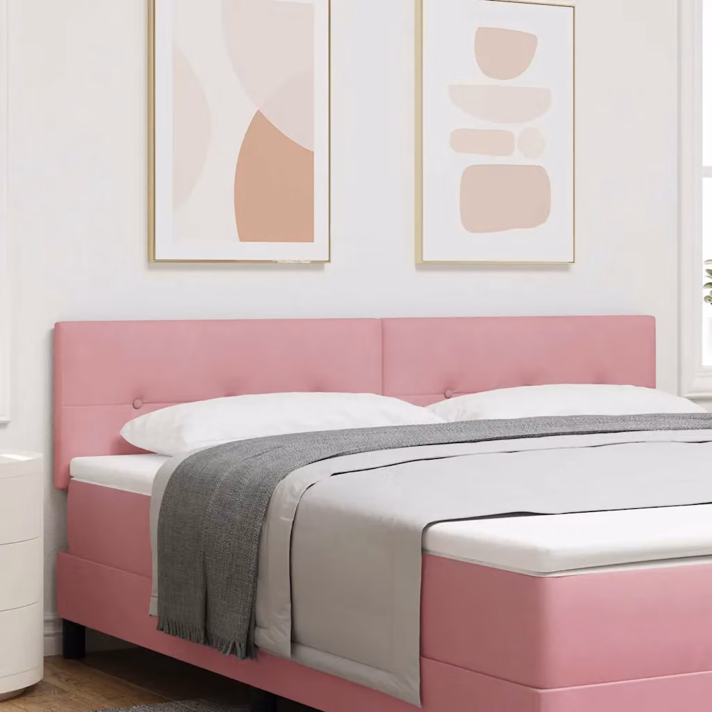 Testiera per letto vidaXL in velluto rosa con illuminazione LED integrata, Larghezza: 180 cm
