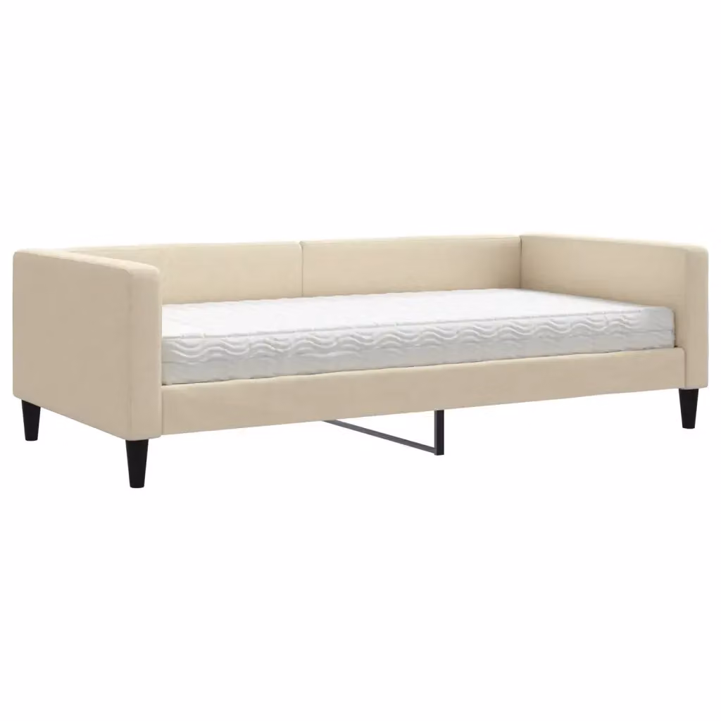 Divano Letto Moderno vidaXL in Tessuto Beige con Materasso in Schiuma L/P/H: 223 x 110 x 68 cm, Dimensioni Materasso: 100 x 200 cm – 2