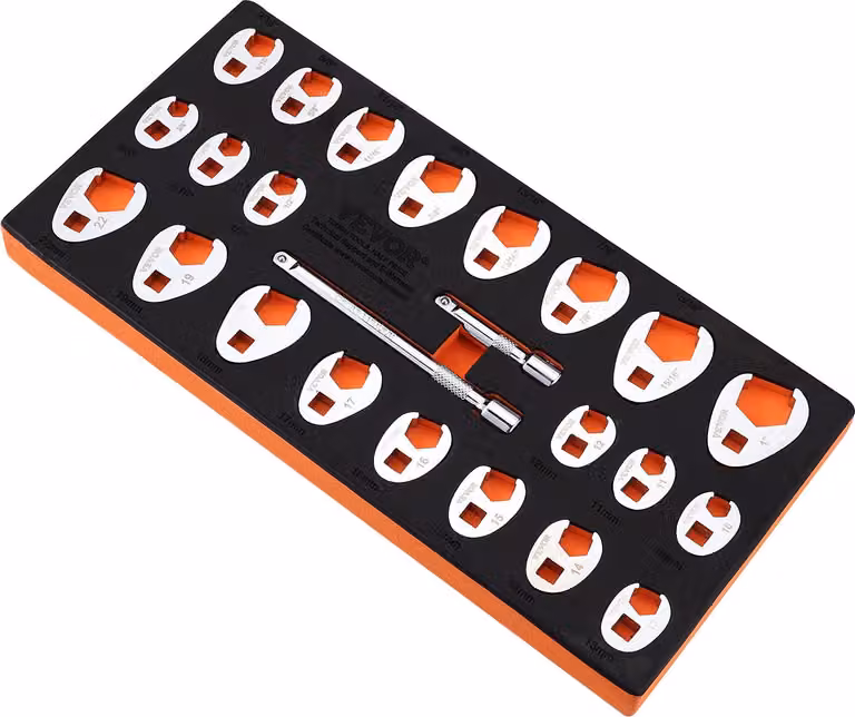 set di chiavi a bussola da 3/8 di pollice con 2 aste di prolunga, set di chiavi a bussola da 24 pezzi, SAE 3/8 di pollice - 1 pollice e metrico 10-22 mm, set di chiavi a bussola in acciaio CR-MO