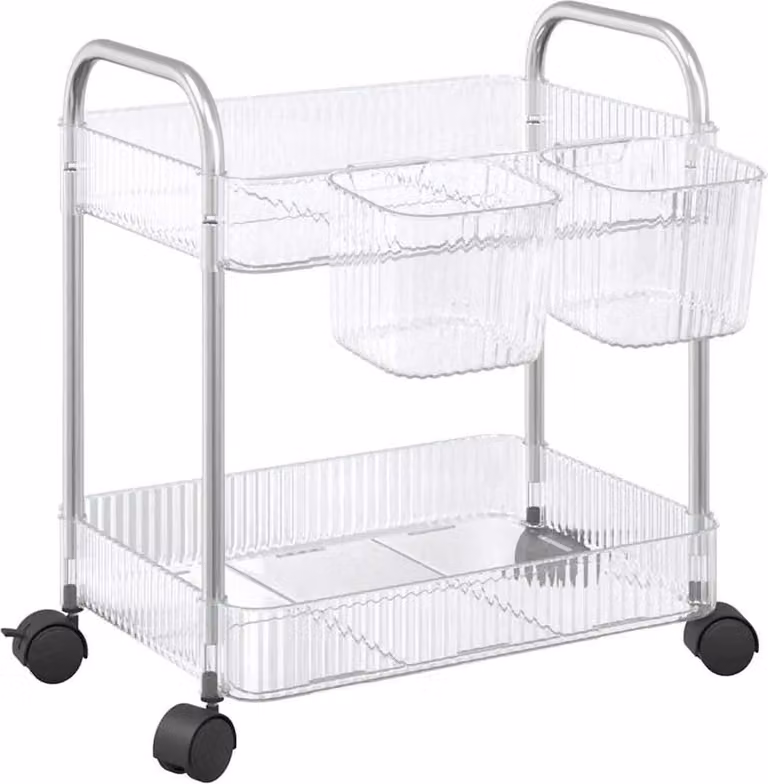 Carrello Portaoggetti a 2 Livelli 37x28x43,5 cm in Acrilico